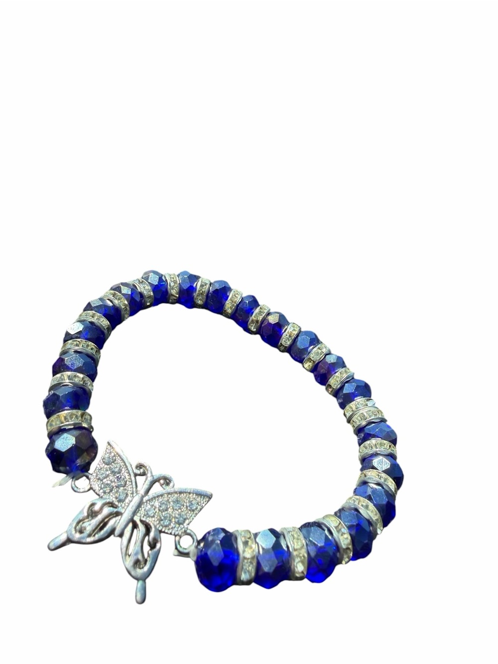 Blue Crystal Butterfly Stretch Bracelet - , Women Jewelry